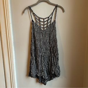 RVCA Black and White Striped Romper
